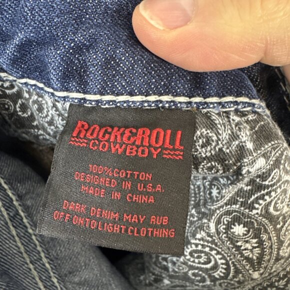 Rock & Roll Cowboy Dark Wash Straight Leg Jeans Men’s 34X36 - Picture 8 of 9